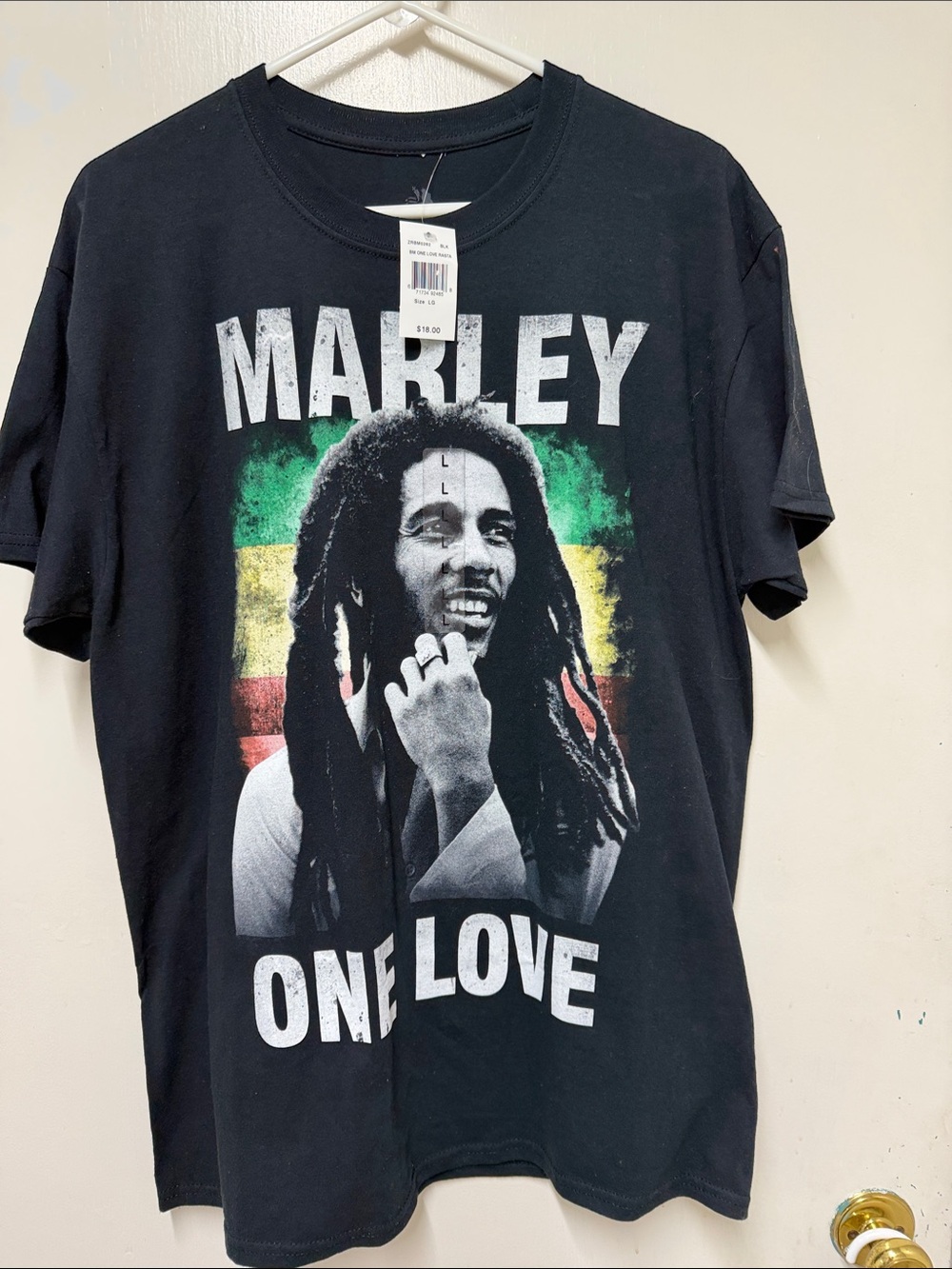 Zion Rootswear Marley One Love Black Graphic Tee with Rasta Accents